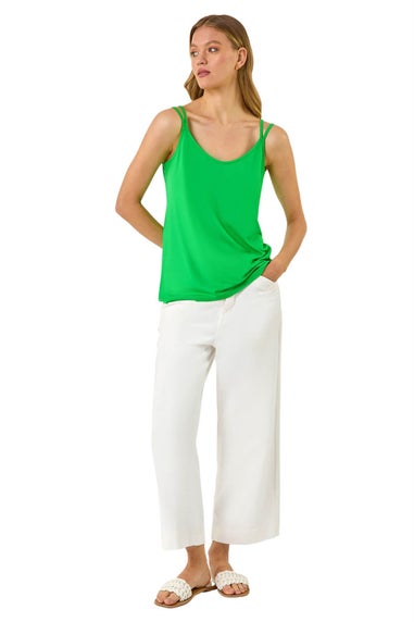 Roman Green Double Strap Stretch Vest Top