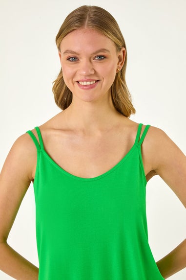 Roman Green Double Strap Stretch Vest Top