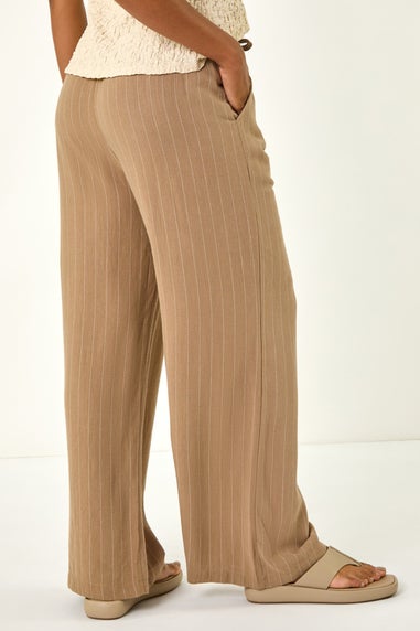 Roman Camel Stripe Linen Blend Trouser