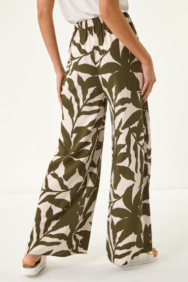 Roman Ivory Floral Mono Wide Leg Trouser