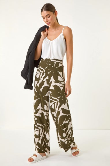 Roman Ivory Floral Mono Wide Leg Trouser