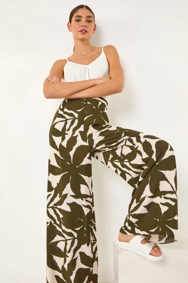 Roman Ivory Floral Mono Wide Leg Trouser
