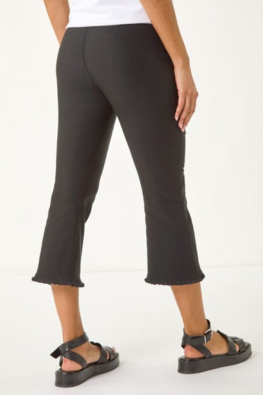 Roman Black Trim Flared Cropped Stretch Trousers