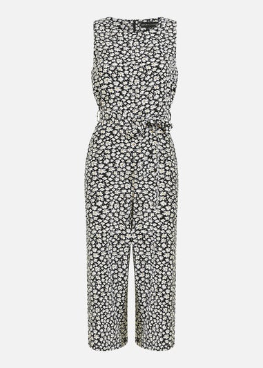 Yumi Black Ditsy Daisy Culotte Jumpsuit