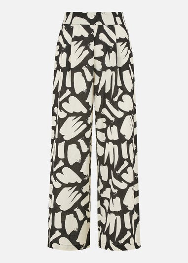 Yumi Black Cotton Splash Print Relaxed Fit Trousers