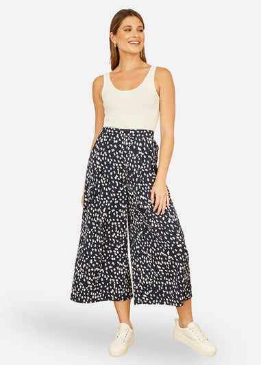Yumi Navy Dash Print Culottes