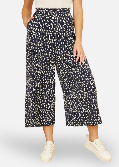 Yumi Navy Dash Print Culottes