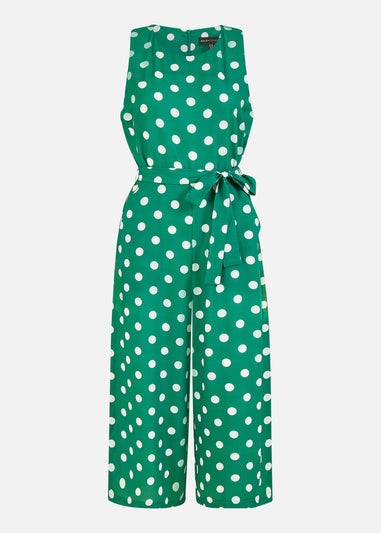 Yumi Green Polka Dot Culotte Jumpsuit
