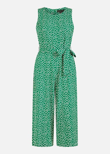 Yumi Green Ditsy Daisy Sleeveless Culotte Jumpsuit