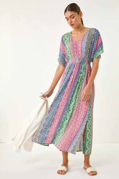 Roman Pink Boho Stripe Maxi Dress