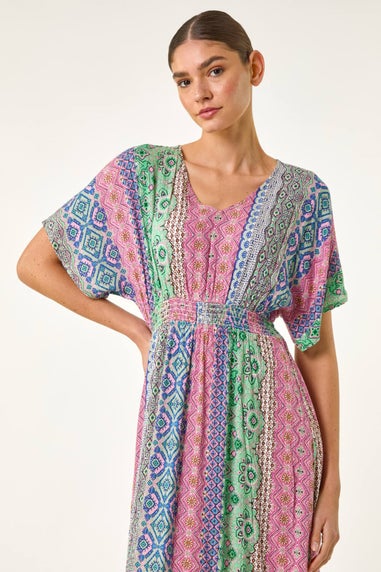 Roman Pink Boho Stripe Maxi Dress
