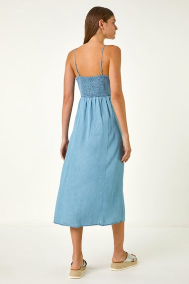 Roman Light Denim Ring Centre Midi Dress