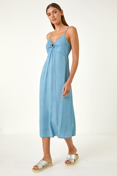 Roman Light Denim Ring Centre Midi Dress