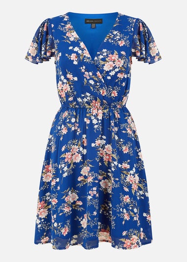 Yumi Blue Floral Print Skater Dress