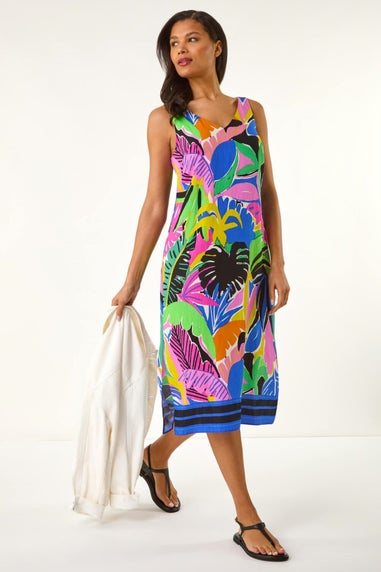 Roman Multi Tropical Print Midi Dress