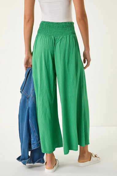Roman Green Fine Stripe Wide Culotte