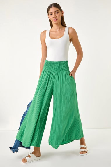 Roman Green Fine Stripe Wide Culotte
