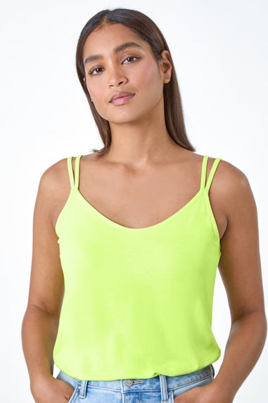 Roman Lime Double Strap V Neck Stretch Vest Top