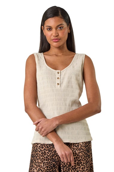 Roman Stone Button Detail Stretch Top