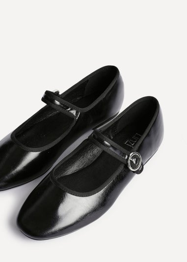 Linzi Graceful Black Faux Leather Ballet Pumps