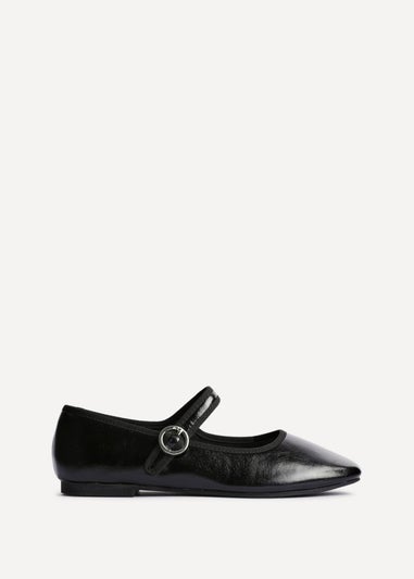 Linzi Graceful Black Faux Leather Ballet Pumps