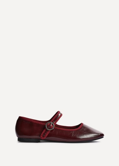 Linzi Graceful Burgundy Faux Leather Ballet Pumps