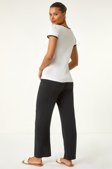 Roman Ivory Bow Front Stretch Top