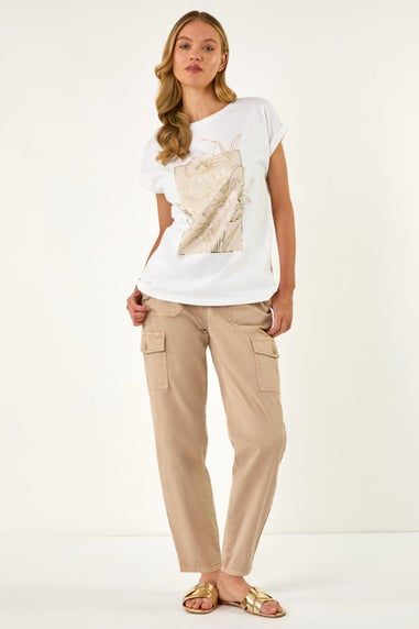 Roman Ivory Daffodil Print Cotton Tee