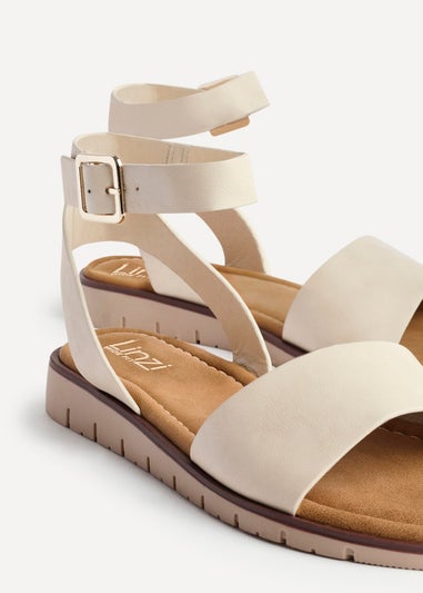 Linzi Denia Wide Fit Nude Faux Leather Footbed Two Part Sandal