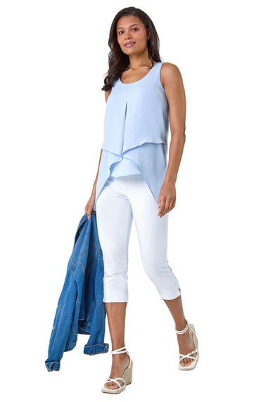 Roman Light Blue Asymmetric Sleeveless Vest Top