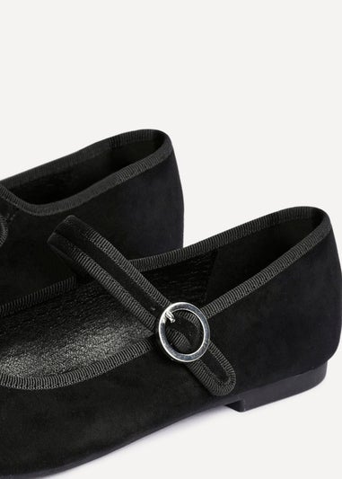 Linzi Graceful Black Faux Suede Ballet Pumps