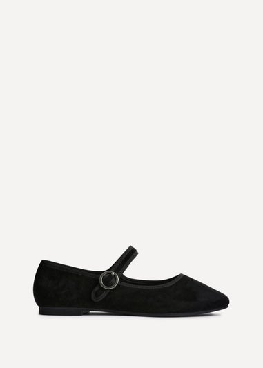 Linzi Graceful Black Faux Suede Ballet Pumps