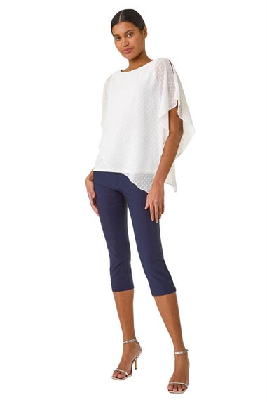 Roman Ivory Asymmetric Dobby Overlay Top