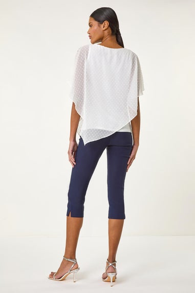 Roman Ivory Asymmetric Dobby Overlay Top