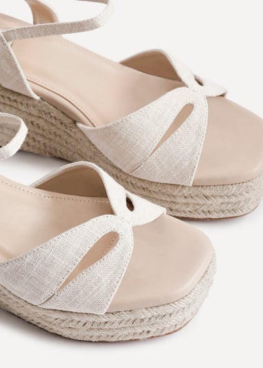 Linzi Sian Wide Fit Nude Canvas Linked Design Wedges