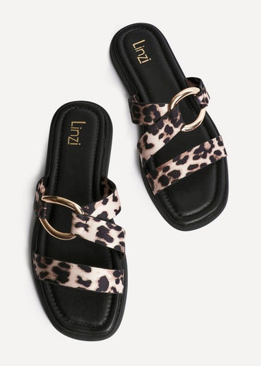 Linzi Cassandra Leopard Print Double Strap Sandal