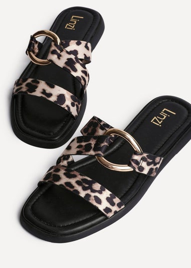 Linzi Cassandra Leopard Print Double Strap Sandal