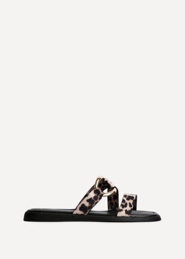 Linzi Cassandra Leopard Print Double Strap Sandal