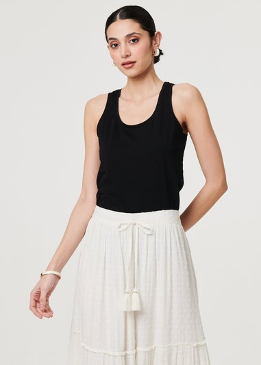 Izabel London White Textured High Waist Tiered Maxi Skirt