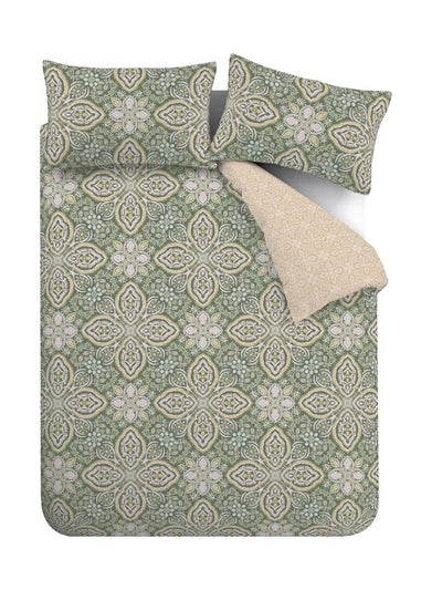 Pineapple Elephant Green Alba Geo Reversible Duvet Cover Set