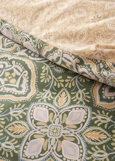 Pineapple Elephant Green Alba Geo Reversible Duvet Cover Set