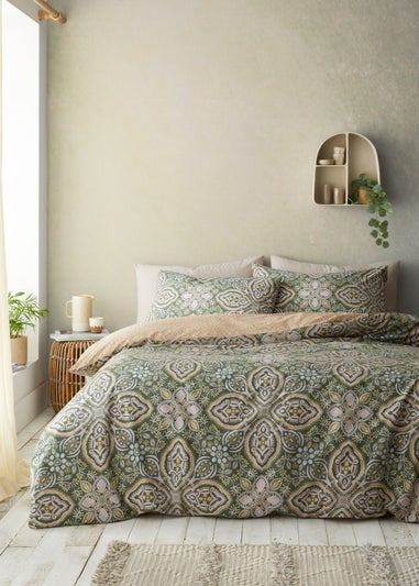 Pineapple Elephant Green Alba Geo Reversible Duvet Cover Set