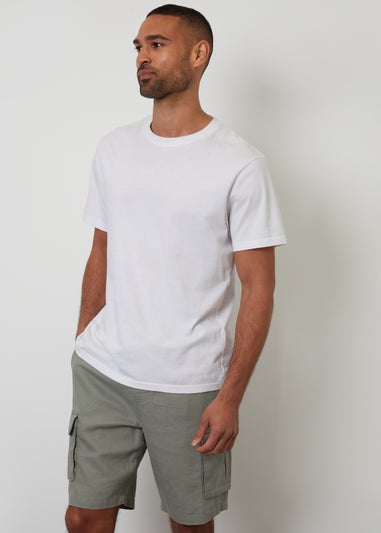 Threadbare Soft Green Linen Blend Cargo Shorts