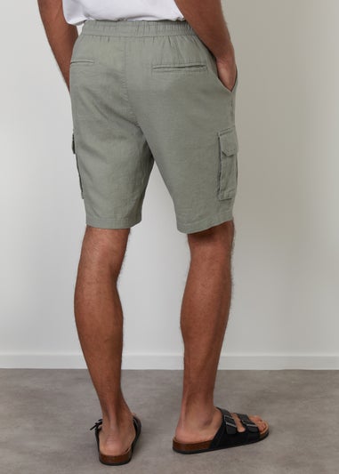 Threadbare Soft Green Linen Blend Cargo Shorts
