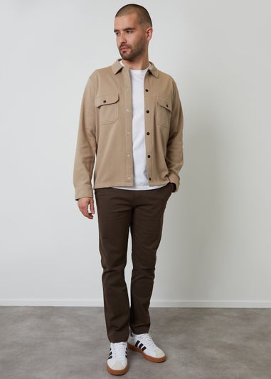Threadbare Stone Cotton Blend Popper Fastening Pique Shacket