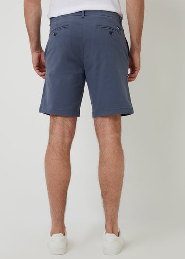 Threadbare Blue Cotton Regular Fit Stretch Chino Shorts