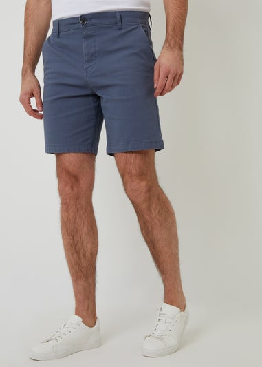 Threadbare Blue Cotton Regular Fit Stretch Chino Shorts