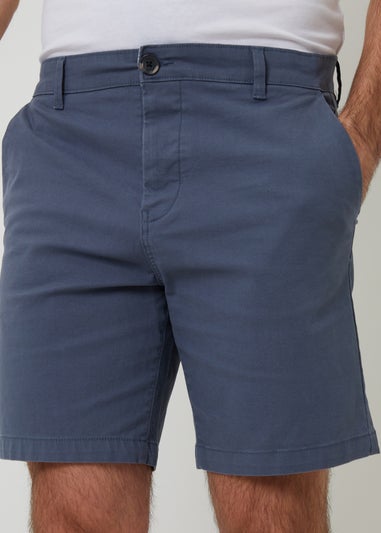 Threadbare Blue Cotton Regular Fit Stretch Chino Shorts