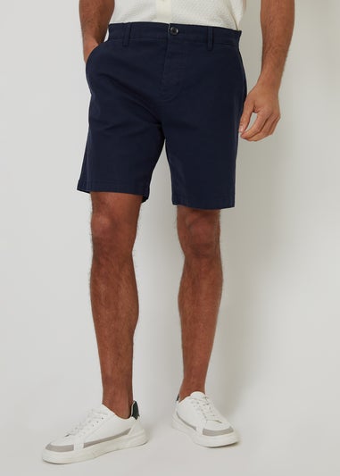 Threadbare Navy Cotton Regular Fit Stretch Chino Shorts