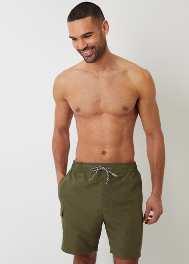Threadbare Black 2 Pack Mid Length Cargo Swim Shorts